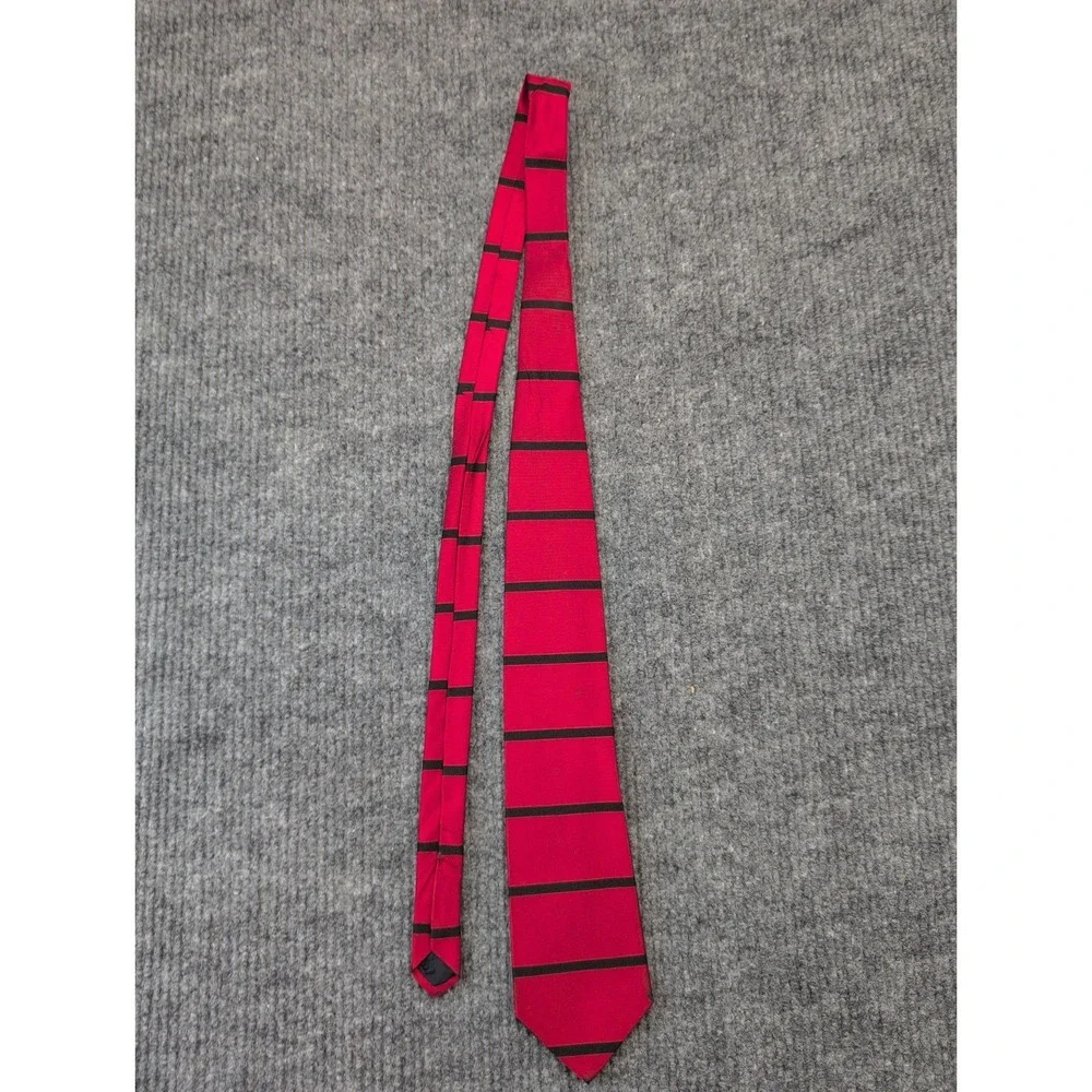 Vintage Brooks Brothers Makers Silk Tie Red W/ Black Stripe Made in USA